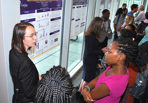 The Research Center hosts the school's annual Celebration of Research and Scholarship, which provides a platform for students and faculty mentors to present their research. Students are selected at this event to represent the ECU School of Dental Medicine at national conferences.